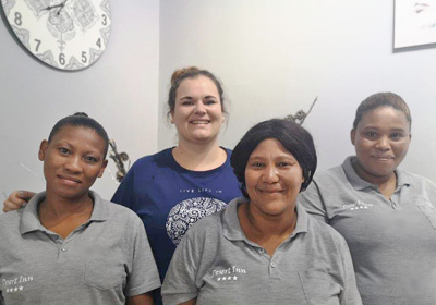 The owners and hosts at Desert Inn: Donovan Hall, an active Middelburg businessman, owns Desert Inn. Marieta and her friendly team runs it to be as efficient, clean and pleasant as possible!